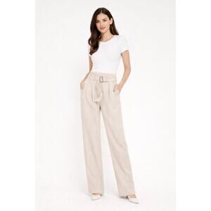 Nine West Beige Wide Leg Pleated Trousers Women Pants -E002